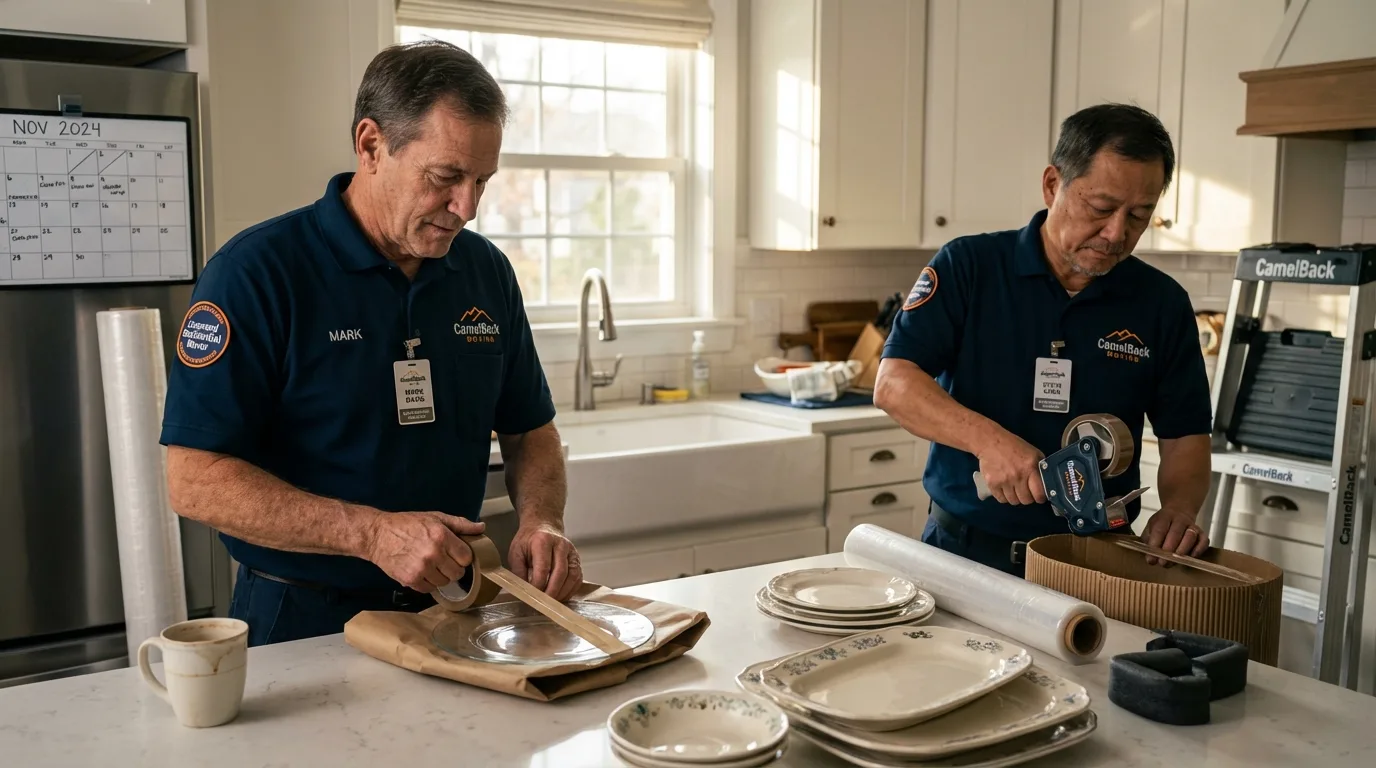 Professional crew packing kitchen dishware in Clinton, MT